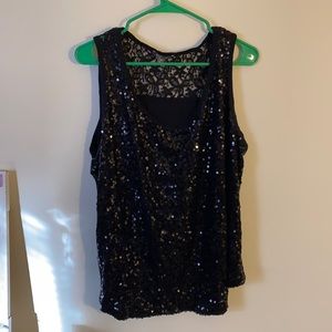 2x Roz & Ali shimmery black tank top